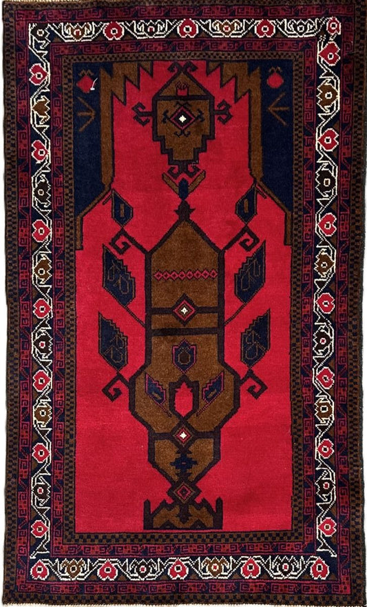 Hand-Knotted Tribal Persian Balouch Prayer Rug