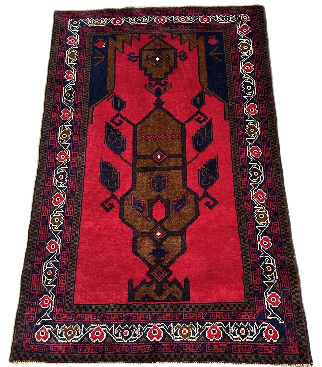Hand-Knotted Tribal Persian Balouch Prayer Rug