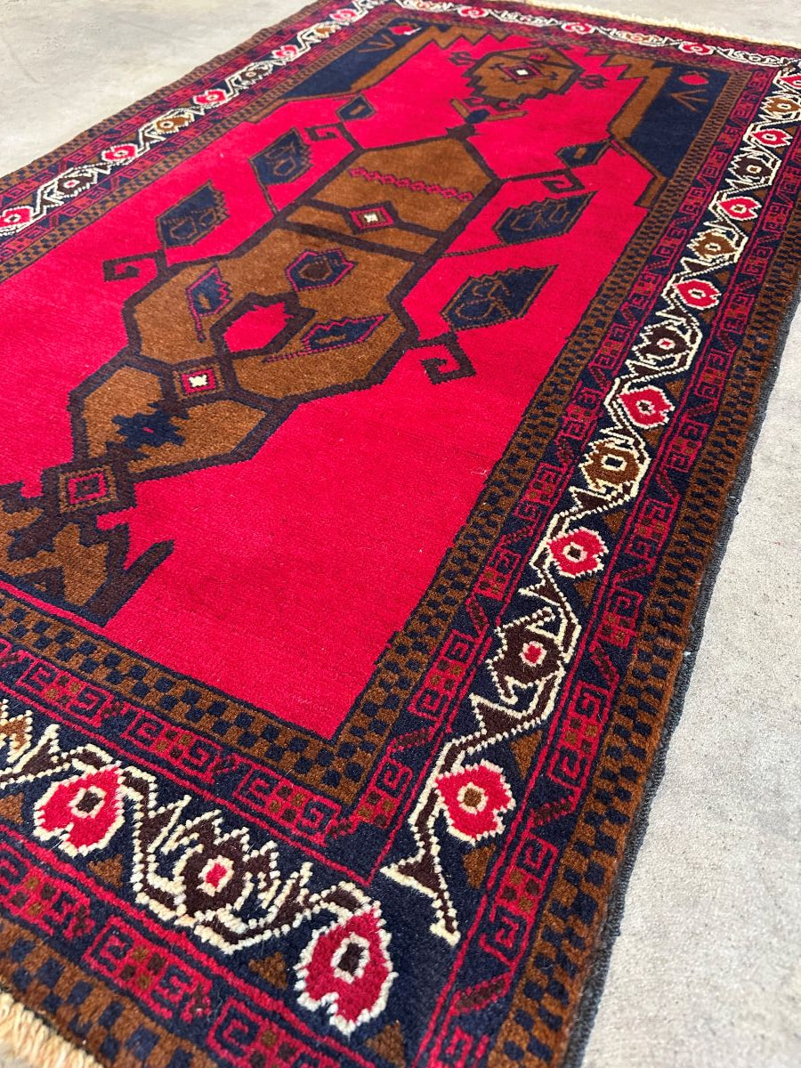 Hand-Knotted Tribal Persian Balouch Prayer Rug