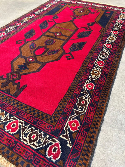 Hand-Knotted Tribal Persian Balouch Prayer Rug