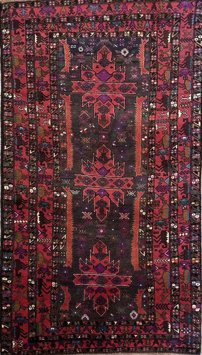 Hand-Knotted Tribal Afghan Balouch Rug