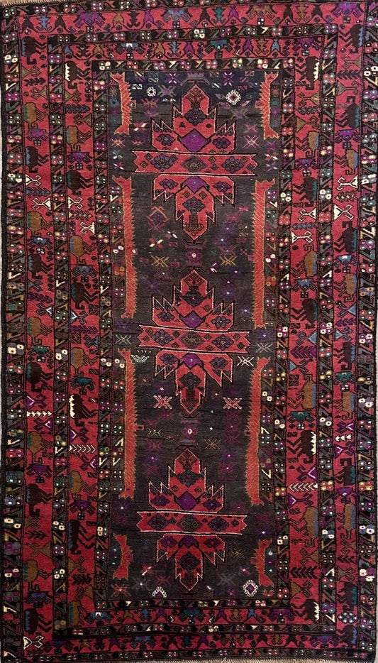 Hand-Knotted Tribal Afghan Balouch Rug