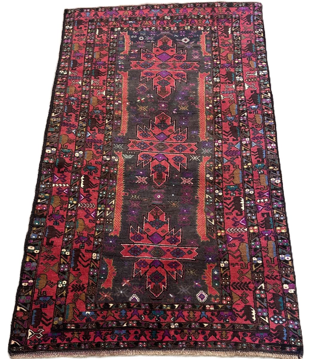 Hand-Knotted Tribal Afghan Balouch Rug