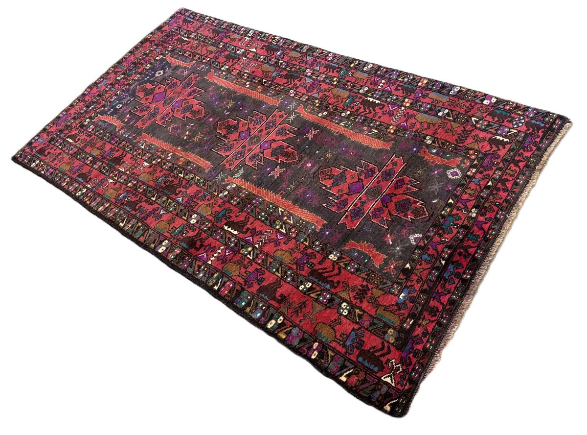 Hand-Knotted Tribal Afghan Balouch Rug