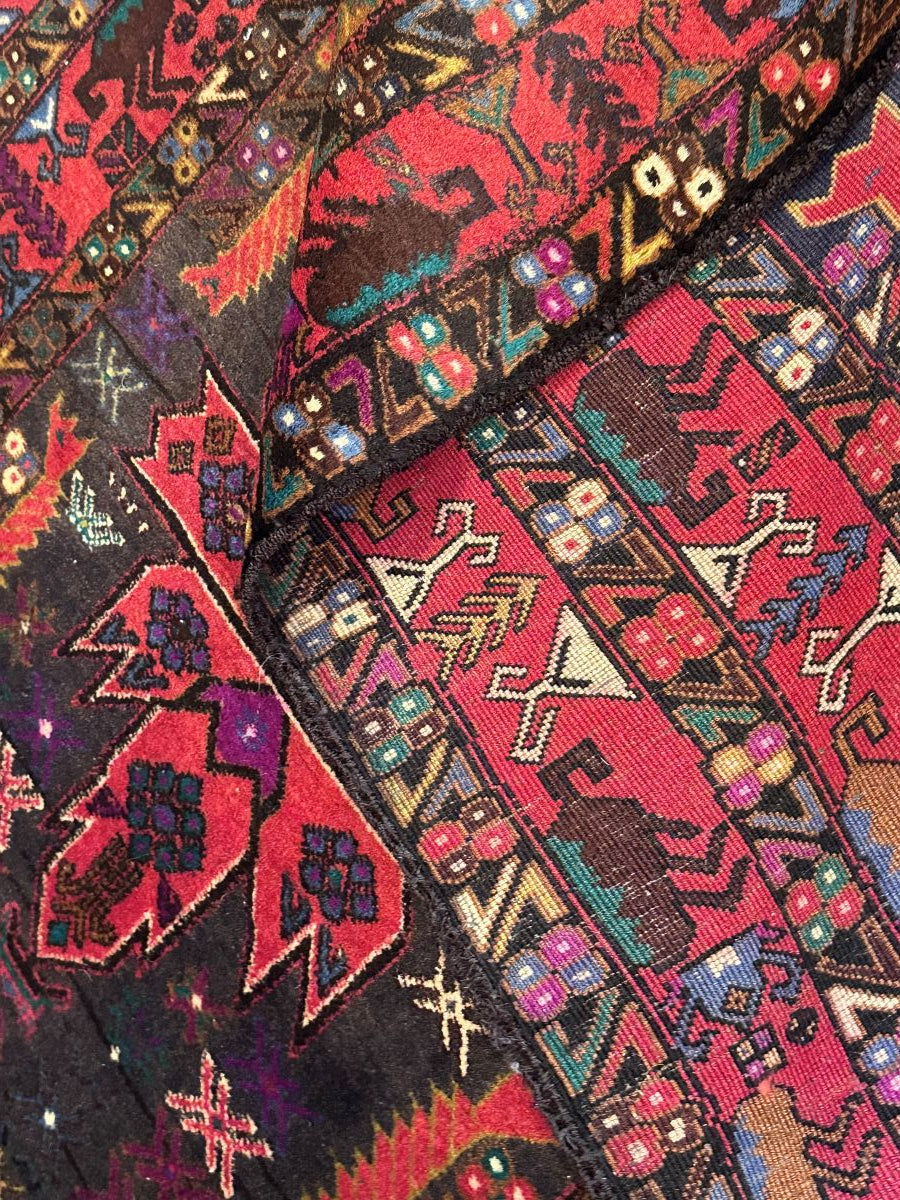 Hand-Knotted Tribal Afghan Balouch Rug
