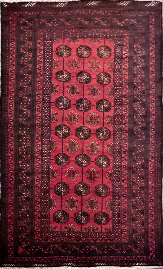 Hand-Knotted Tribal Afghan Turkoman Mori Rug
