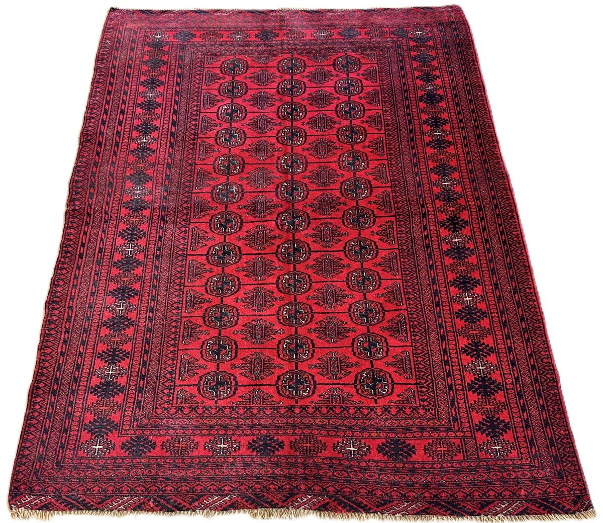 Hand-Knotted Tribal Afghan Turkoman Mori Rug