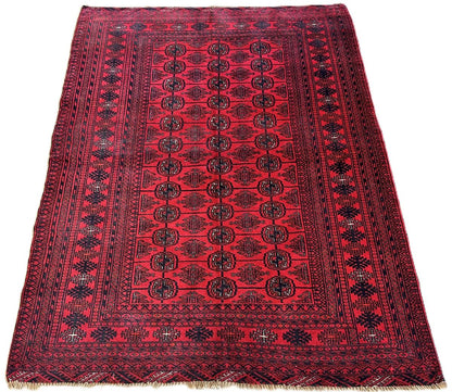 Hand-Knotted Tribal Afghan Turkoman Mori Rug
