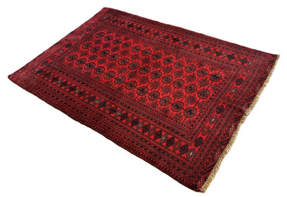 Hand-Knotted Tribal Afghan Turkoman Mori Rug