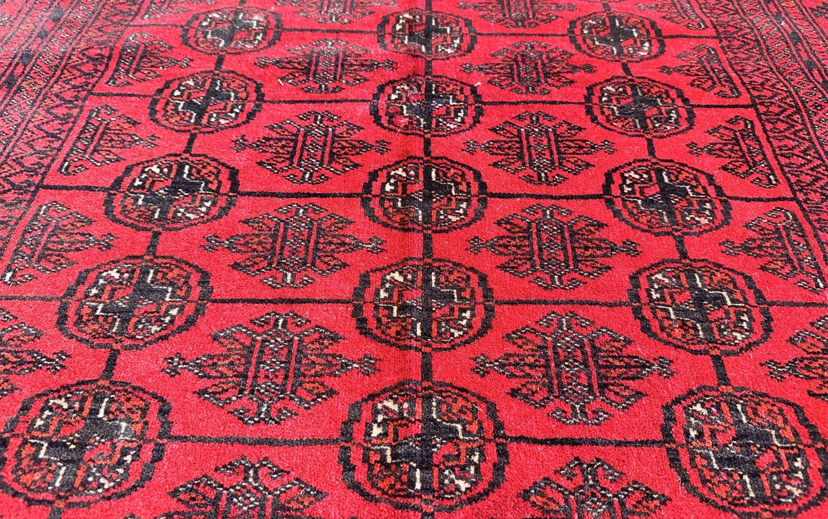 Hand-Knotted Tribal Afghan Turkoman Mori Rug