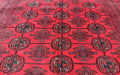 Hand-Knotted Tribal Afghan Turkoman Mori Rug