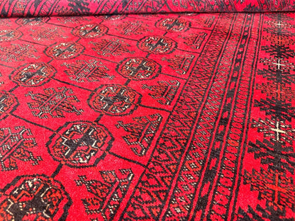 Hand-Knotted Tribal Afghan Turkoman Mori Rug