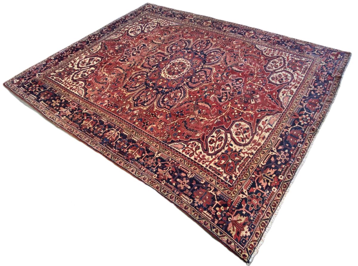 Hand-Knotted Traditional Persian Heriz Carpet