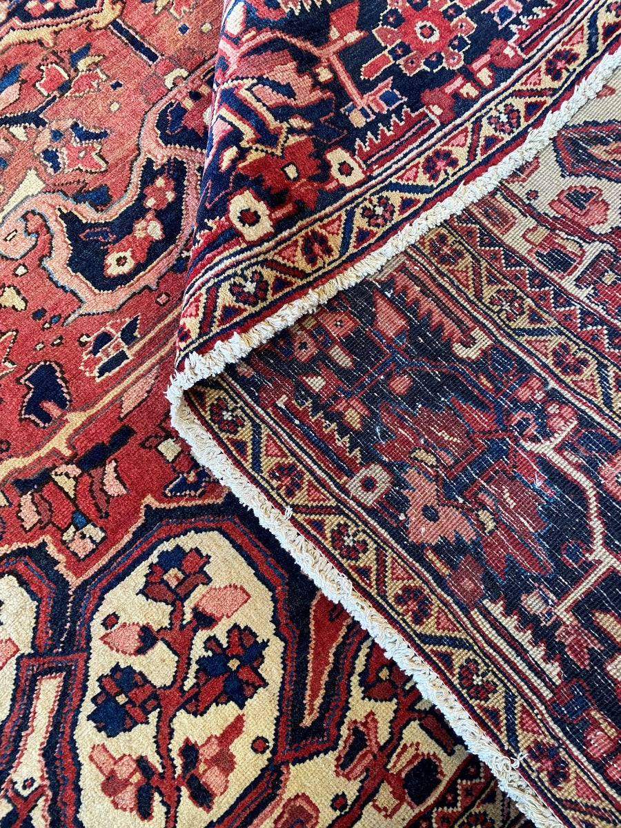 Hand-Knotted Traditional Persian Heriz Carpet