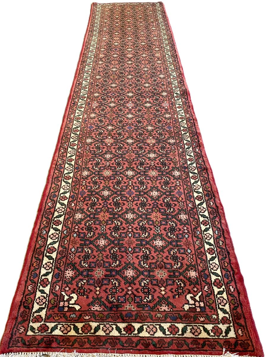 Hand-Knotted Persian Hossainabad Runner
