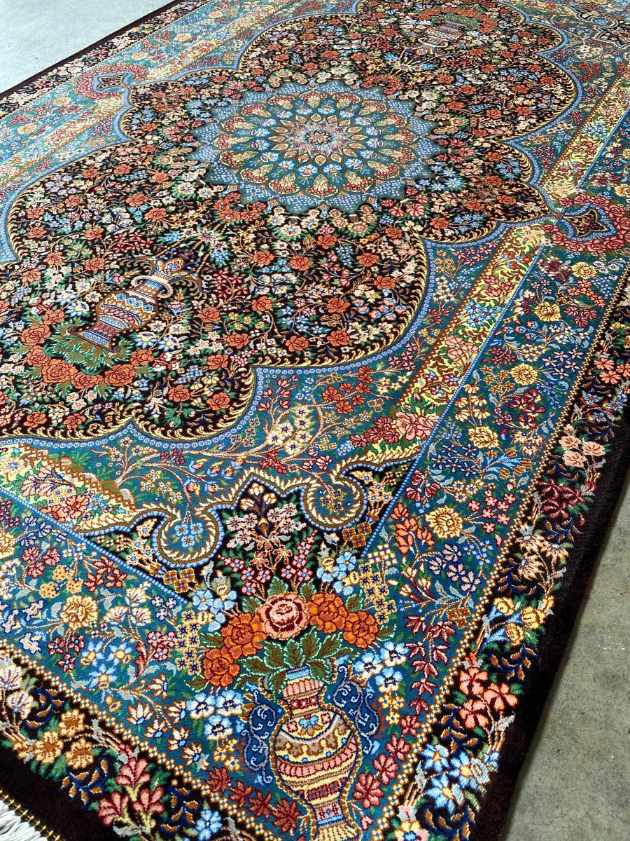 Superfine Hand-Knotted Pure Silk Persian Qum