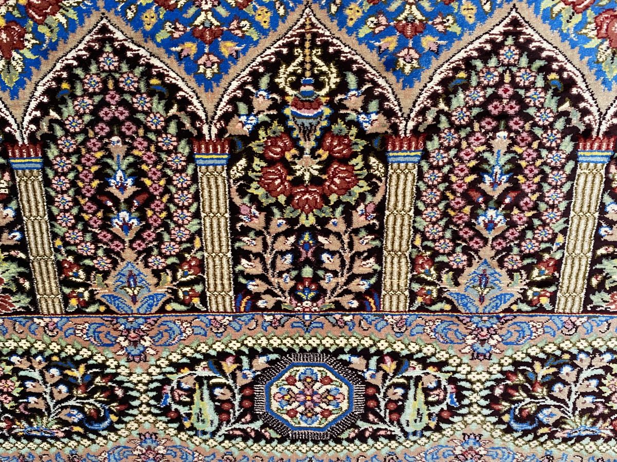 Superfine Hand-Knotted Pure Silk Persian Qum Carpet