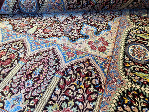 Superfine Hand-Knotted Pure Silk Persian Qum Carpet