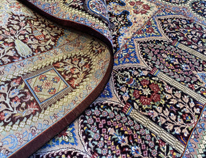 Superfine Hand-Knotted Pure Silk Persian Qum Carpet