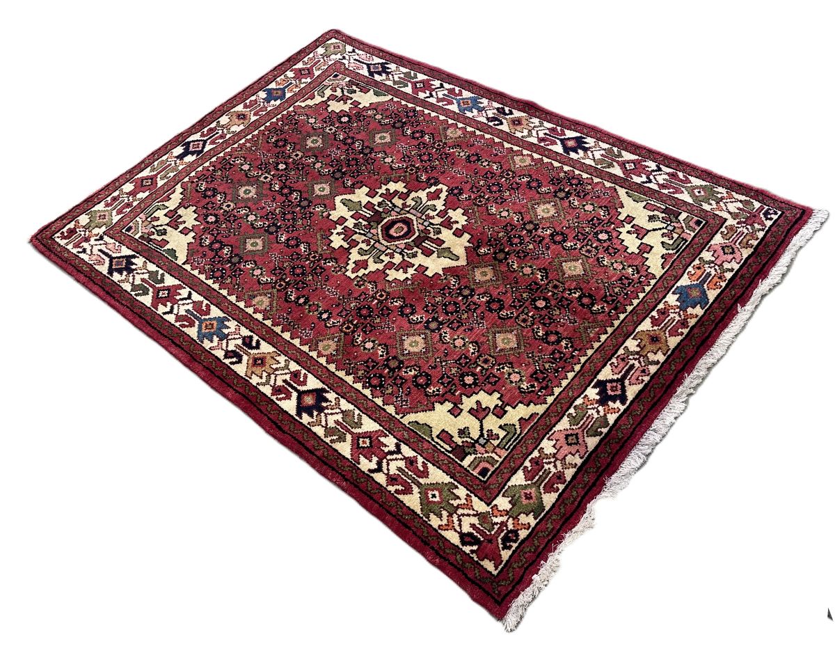 Hand-Knotted Tribal Persian Hossainabad Rug