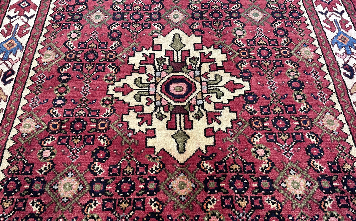 Hand-Knotted Tribal Persian Hossainabad Rug