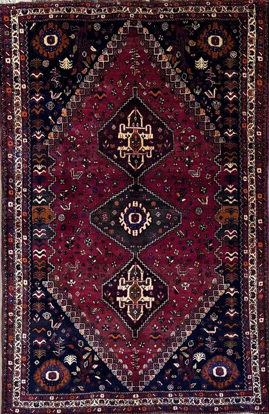 Hand-Knotted Tribal Persian Qashqaie Rug