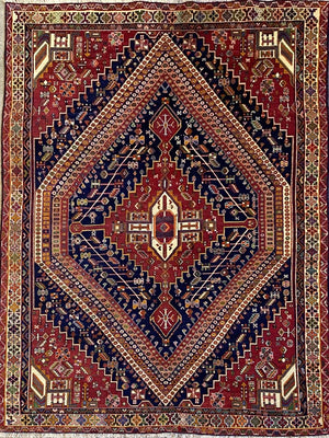 Hand-Knotted Tribal Persian Qashqaie Neyriz Rug