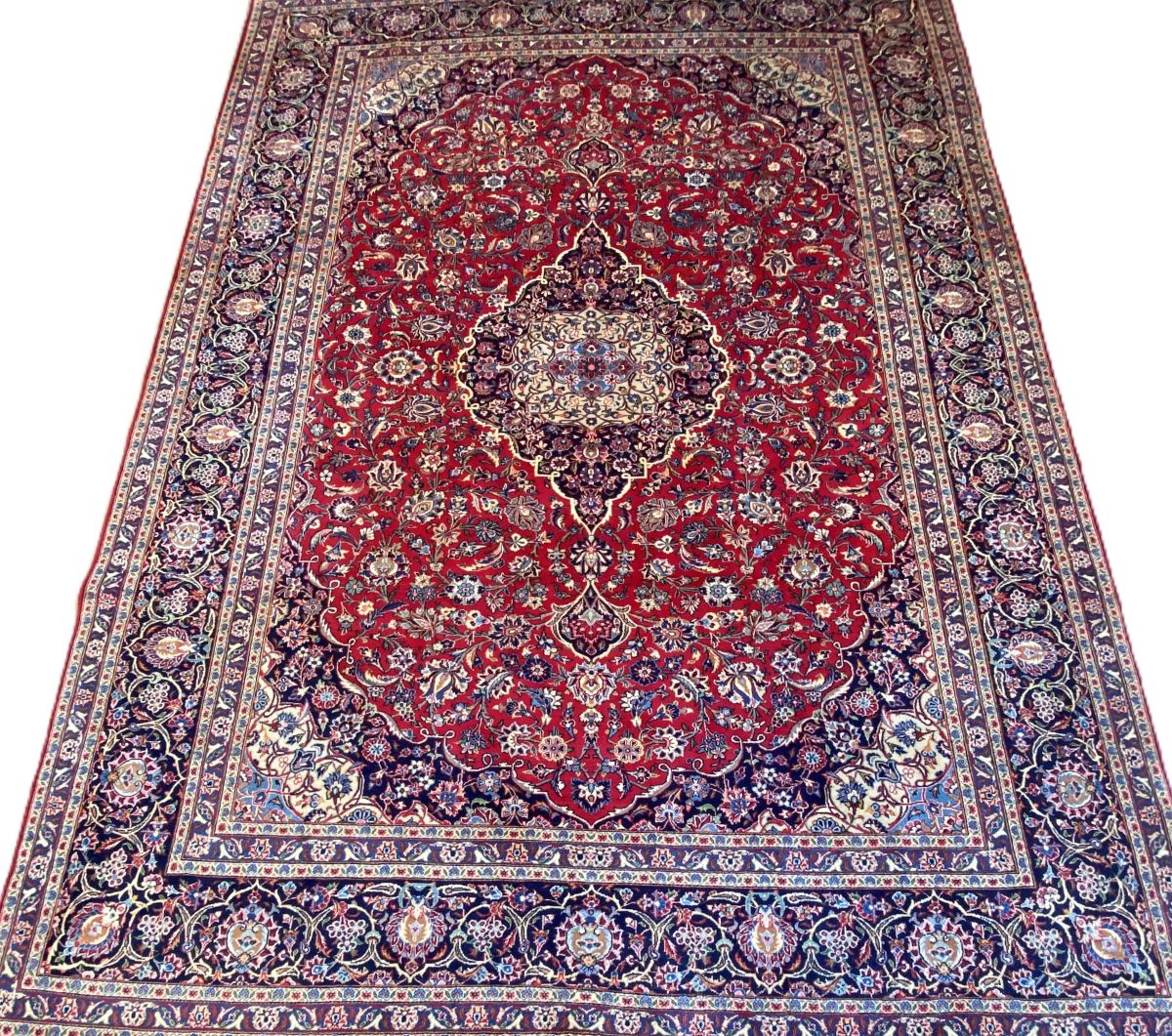 Superfine Hand-Knotted Persian Kashan Carpet