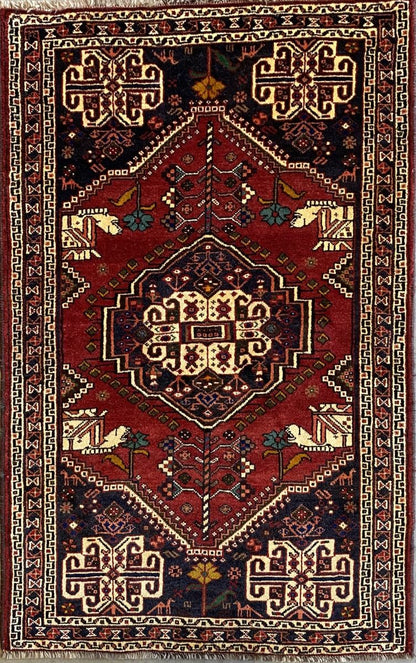 Hand-Knotted Tribal Persian Qashqaie Rug