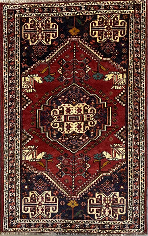 Hand-Knotted Nomadic Persian Qashqaie Rug