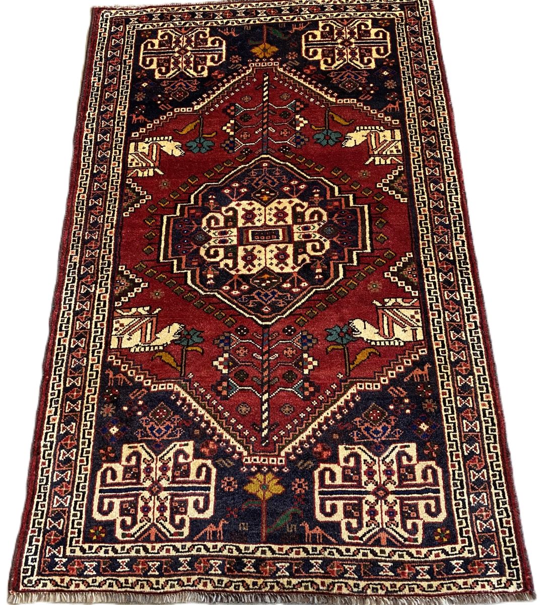 Hand-Knotted Nomadic Persian Qashqaie Rug