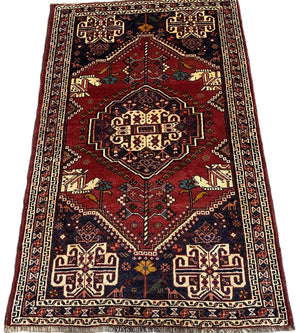 Hand-Knotted Nomadic Persian Qashqaie Rug