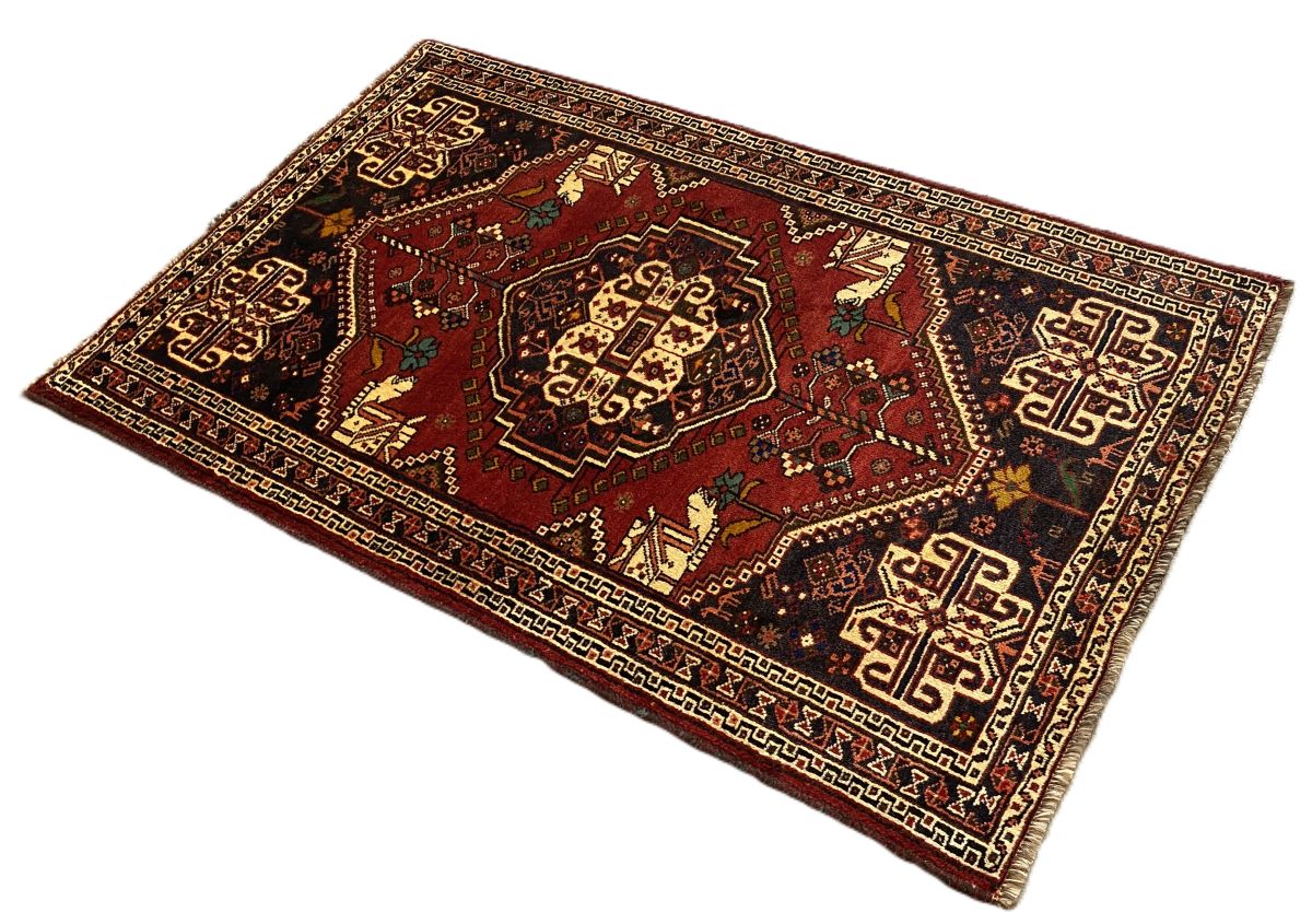 Hand-Knotted Nomadic Persian Qashqaie Rug