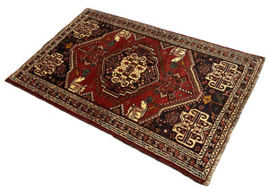 Hand-Knotted Nomadic Persian Qashqaie Rug