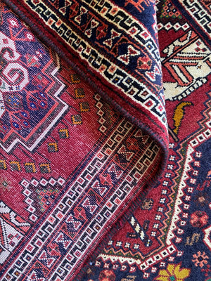 Hand-Knotted Nomadic Persian Qashqaie Rug