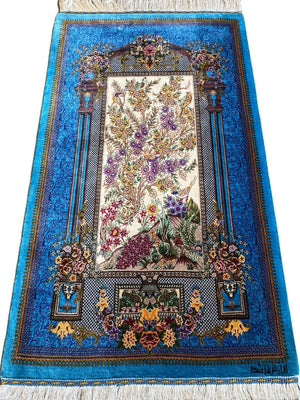 Superfine Hand-Knotted Pure Silk Persian Qum