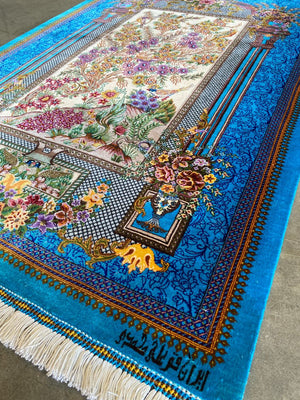 Superfine Hand-Knotted Pure Silk Persian Qum