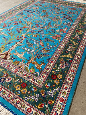 Superfine Hand-Knotted Pure Silk Persian Qum