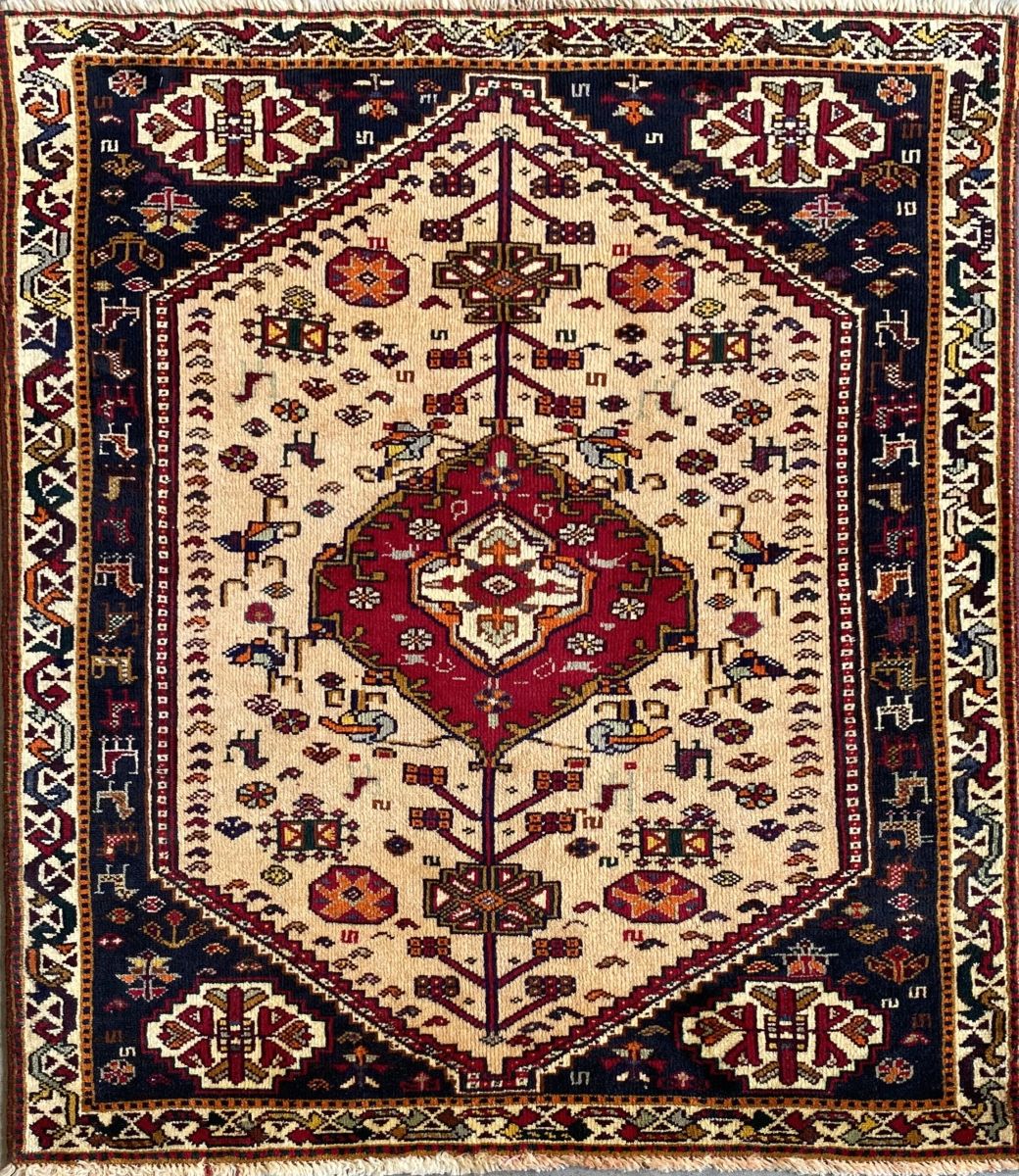 Hand-Knotted Nomadic Persian Qashqaie Rug