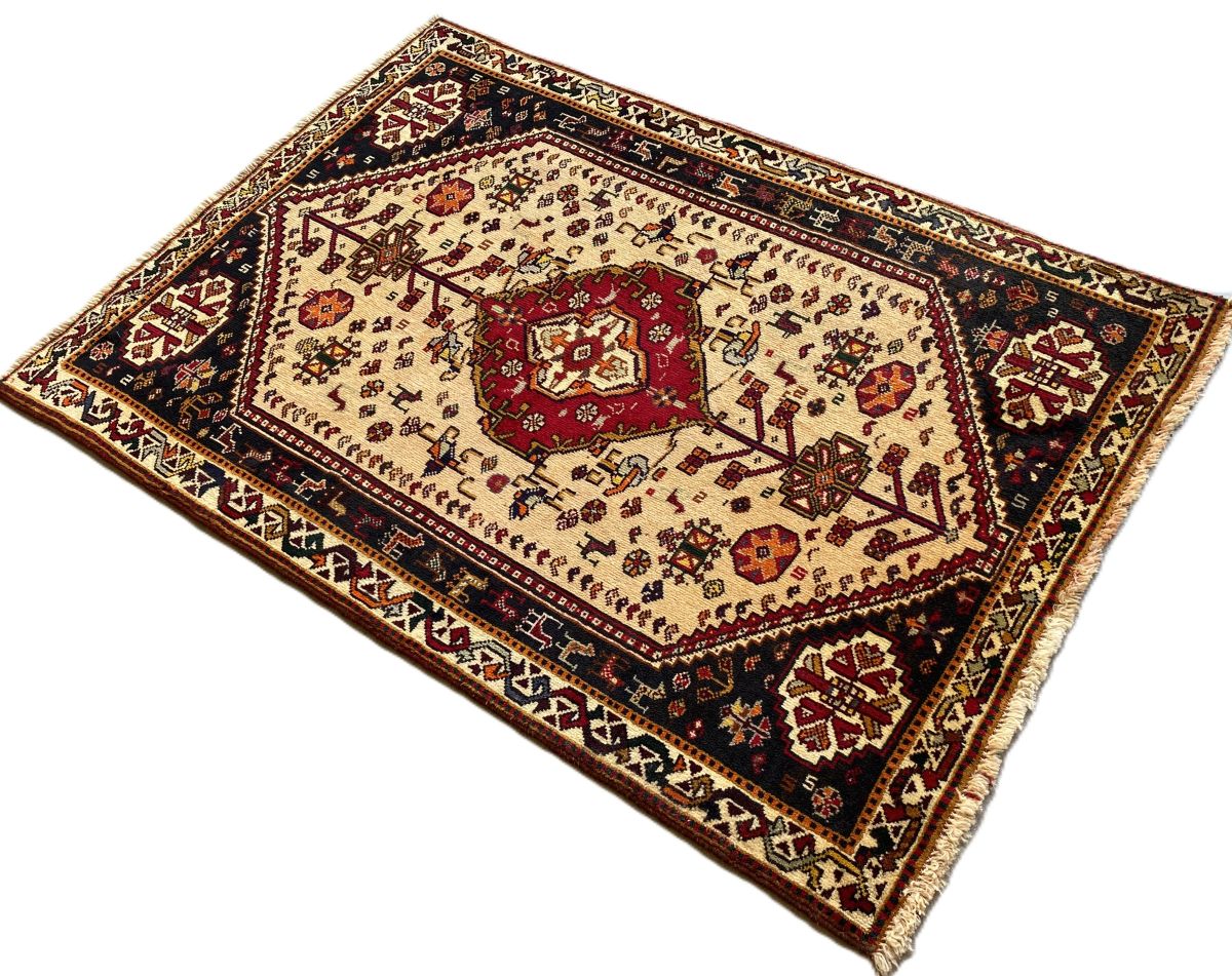 Hand-Knotted Nomadic Persian Qashqaie Rug