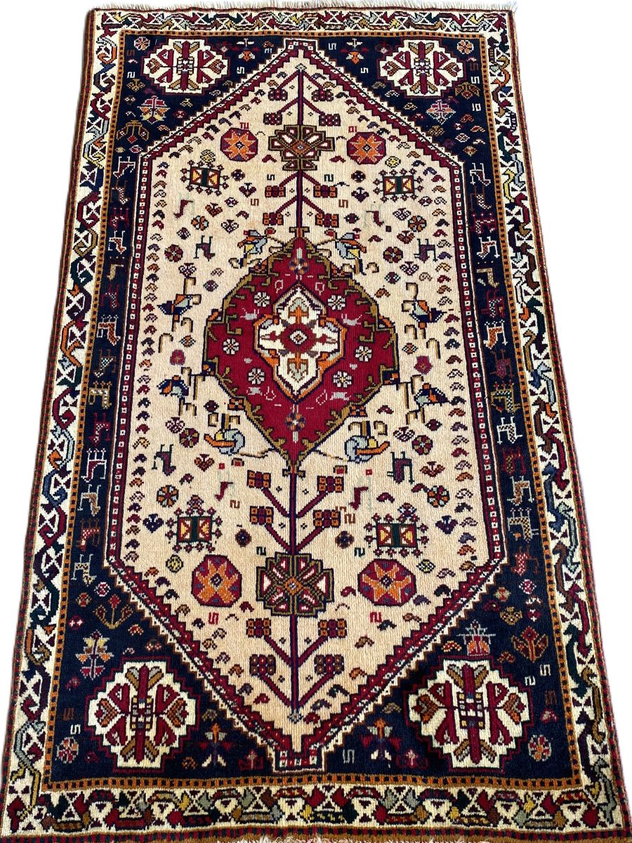 Hand-Knotted Nomadic Persian Qashqaie Rug