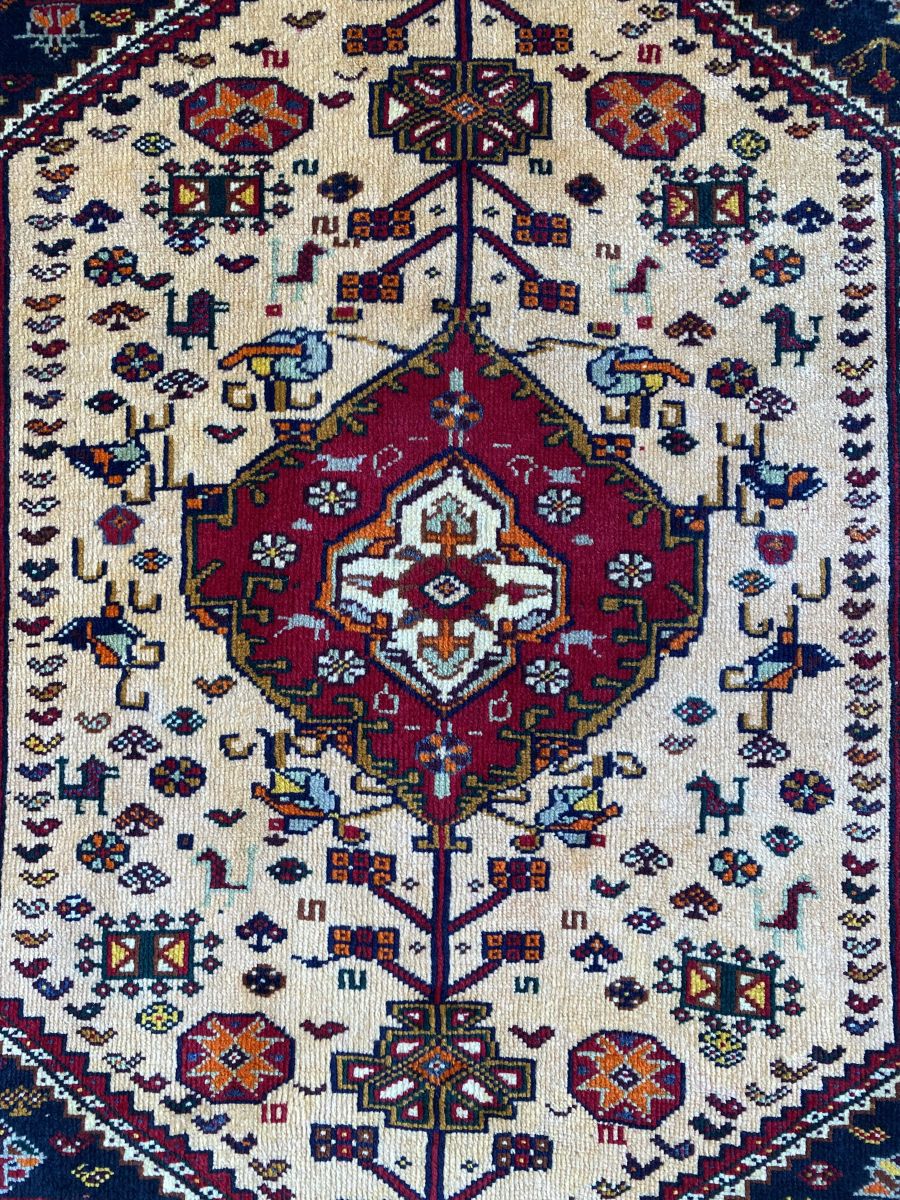 Hand-Knotted Nomadic Persian Qashqaie Rug