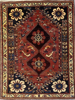 Hand-Knotted Tribal Persian Qashqaie Rug