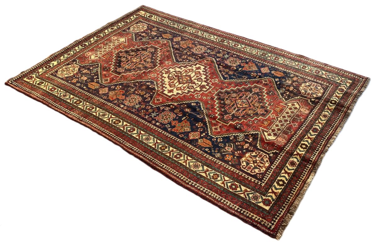 Hand-Knotted Nomadic Persian Qashqaie Carpet