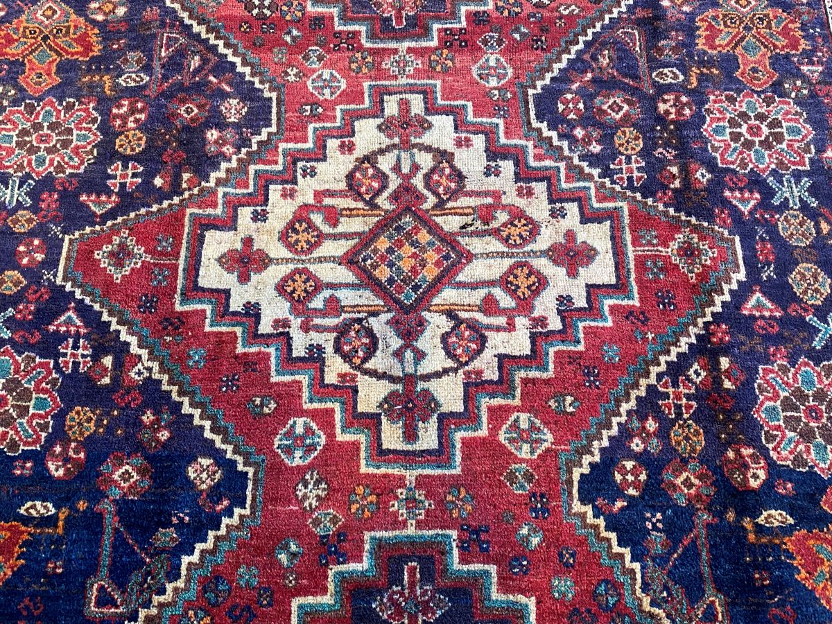 Hand-Knotted Nomadic Persian Qashqaie Carpet