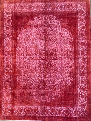 Hand-Knotted Vintage Over-dyed Persian Tabriz