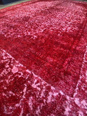 Hand-Knotted Vintage Over-dyed Persian Tabriz