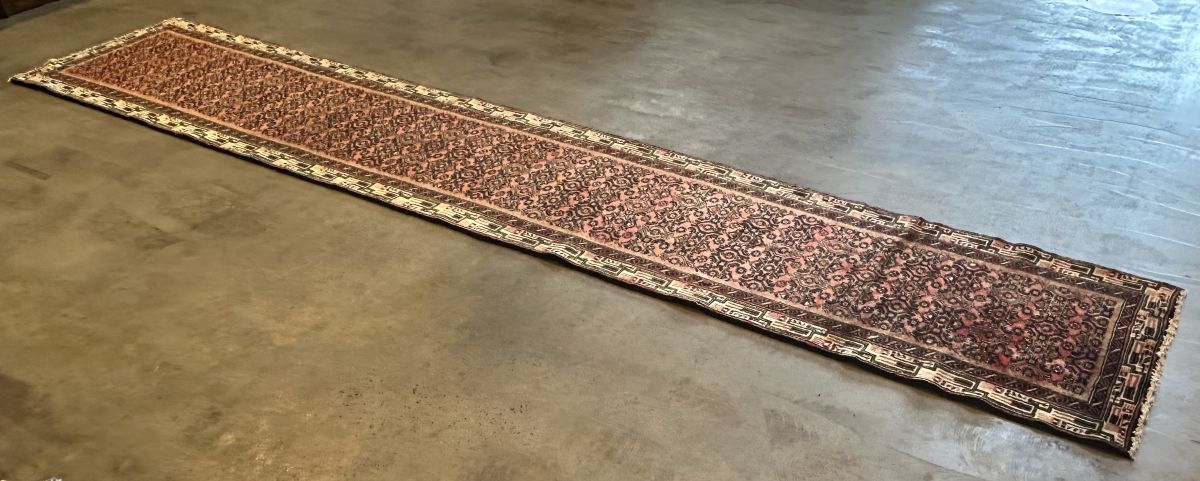 Hand-Knotted Tribal Persian Hossainabad Runner