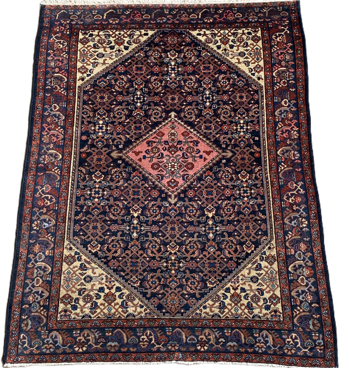 Antique Hand-Knotted Tribal Persian Malayer Rug
