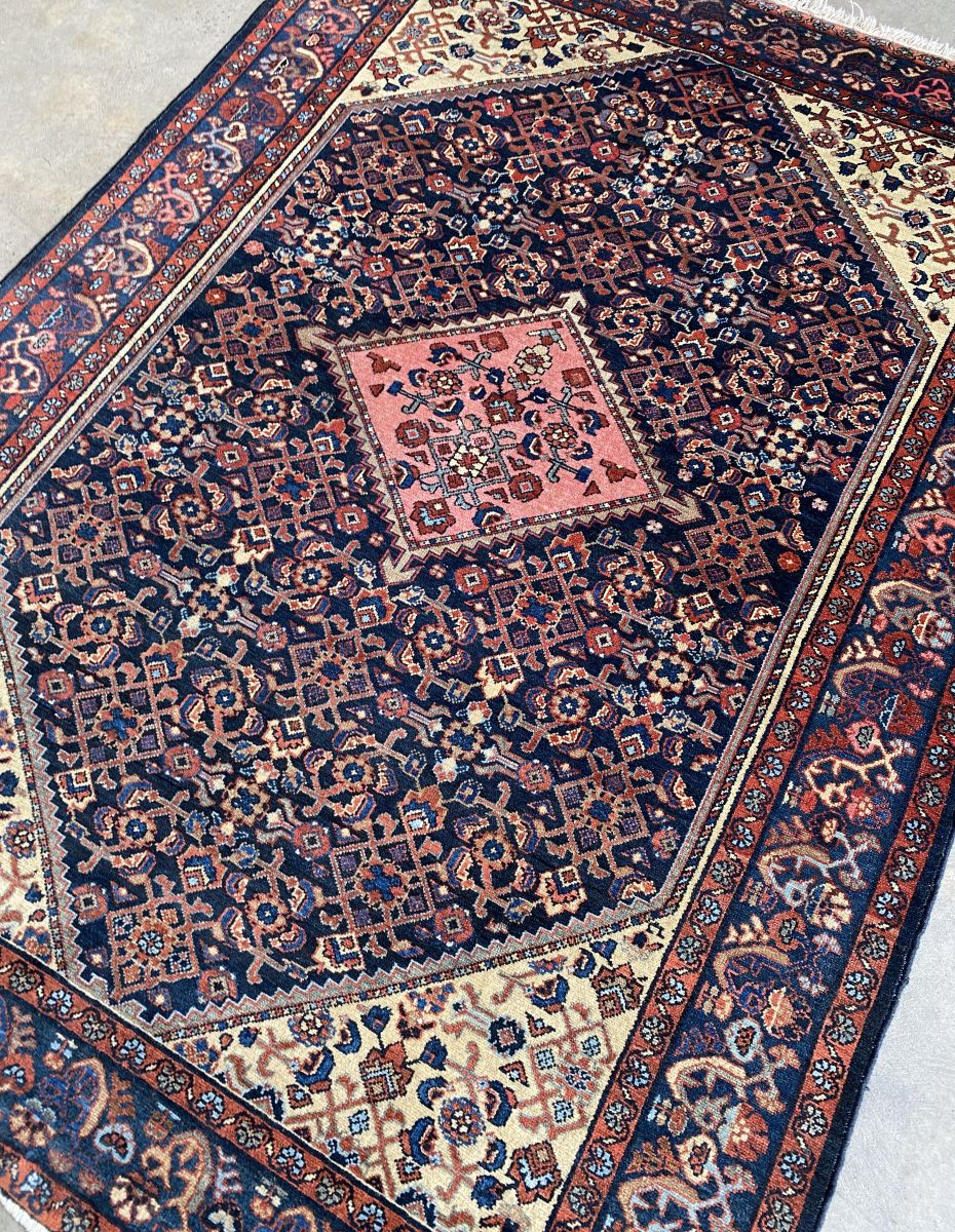 Antique Hand-Knotted Tribal Persian Malayer Rug